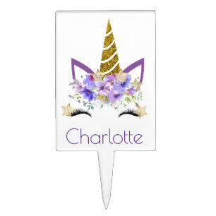 Fresh Violets Unicorn Birthday Party Treats Cake Topper