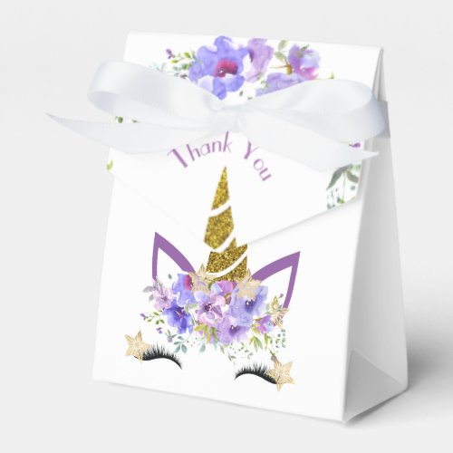 Fresh Violets  Unicorn Personal Note Thank You Favor Boxes