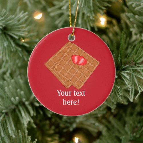 Fresh Waffles graphic _  festive red or your color Ceramic Ornament
