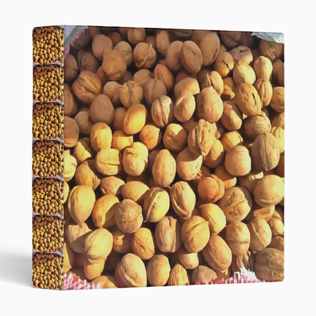 Fresh Walnuts Hyperrealistic Painting 3 Ring Binder (Front/Spine)