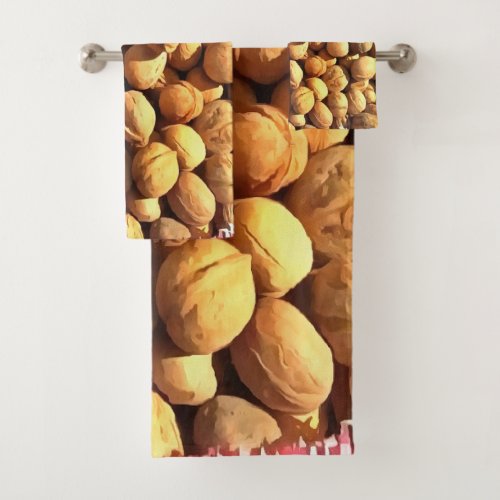 Fresh Walnuts Hyperrealistic Painting Bath Towel Set
