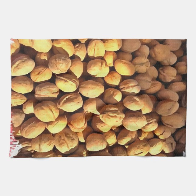 Fresh Walnuts Hyperrealistic Painting Kitchen Towel (Horizontal)