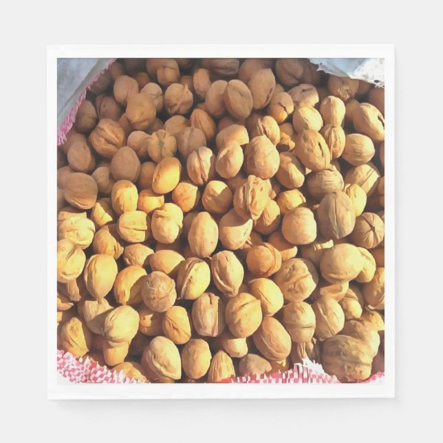 Fresh Walnuts Hyperrealistic Painting Napkins (Front)