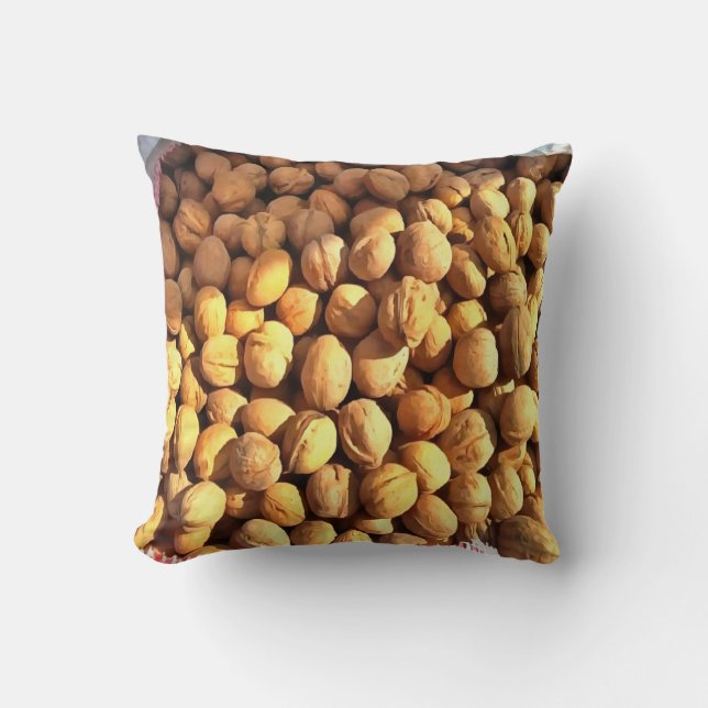 Fresh Walnuts Hyperrealistic Painting Throw Pillow (Front)