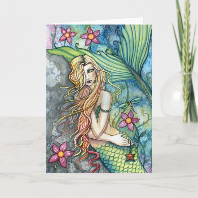 Fresh Water Mermaid Greeting Card by M. Harrison (Front)