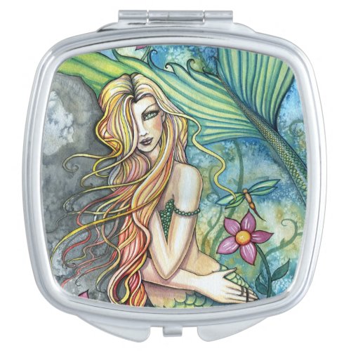 Fresh Water Mermaid Watercolor Fantasy Art Vanity Mirror