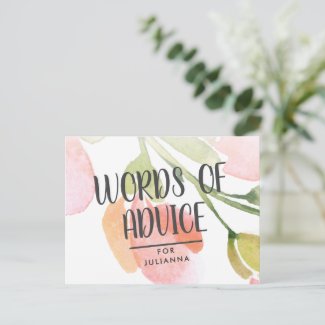 Fresh Watercolor Blooms Bridal Shower Advice Card