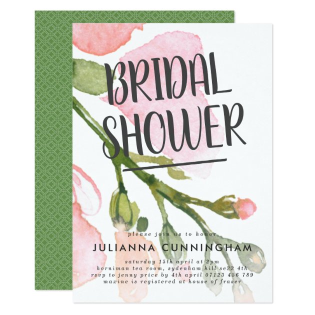 Fresh Watercolor Blooms Bridal Shower Invitation