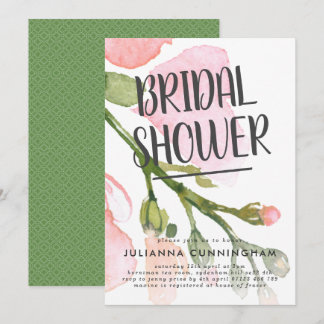 Fresh Watercolor Blooms Bridal Shower Invitation