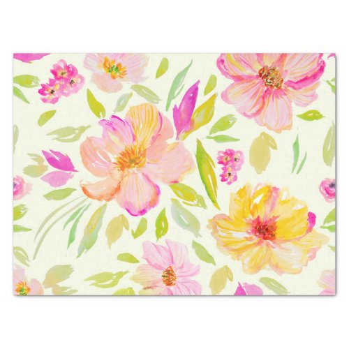 Fresh Watercolor floral peony repeating Pattern Tissue Paper