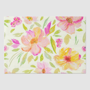 Fresh Watercolor floral peony repeating Pattern Tissue Paper