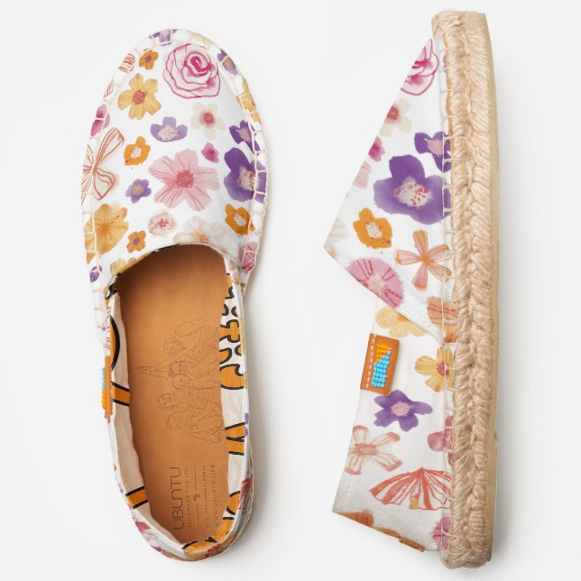 Fresh Watercolor Flower Painting Espadrilles (Side)