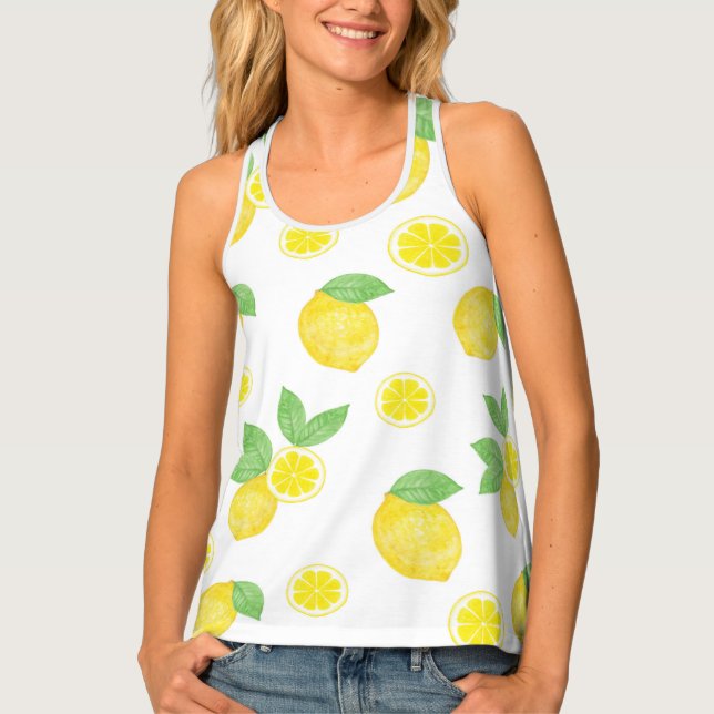 Fresh watercolor Lemon citrus Tank Top (Front)