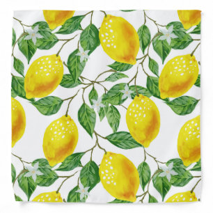 Fresh Watercolor Lemon Pattern Bandana