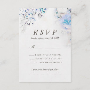 Fresh Watercolor Light Blue Floral Boho RSVP Card