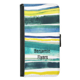 Fresh watercolor painted stripes luggage tag samsung galaxy s5 wallet case