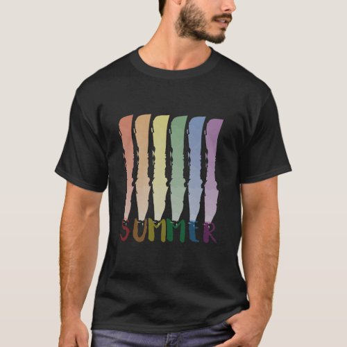 Fresh Watercolor Summer Stripes  T_Shirt