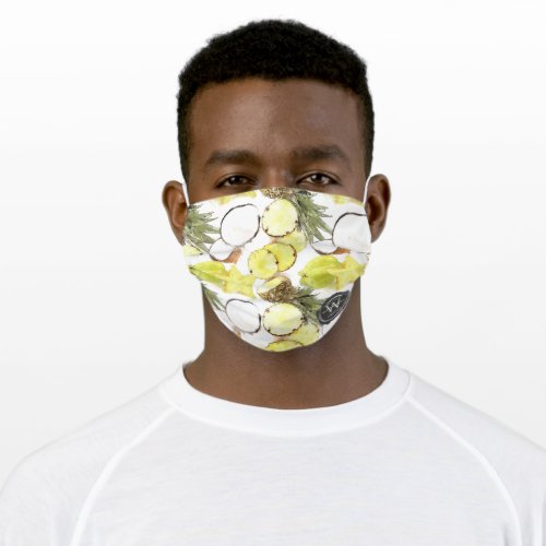 Fresh Watercolor Tropical Fruits Monogram Pattern Adult Cloth Face Mask
