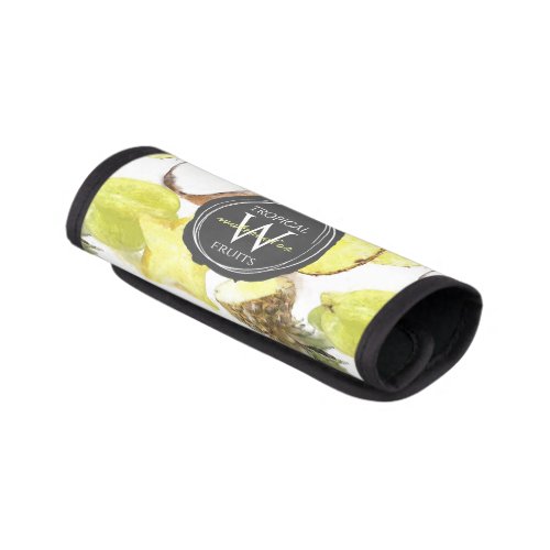 Fresh Watercolor Tropical Fruits Monogram Pattern Luggage Handle Wrap