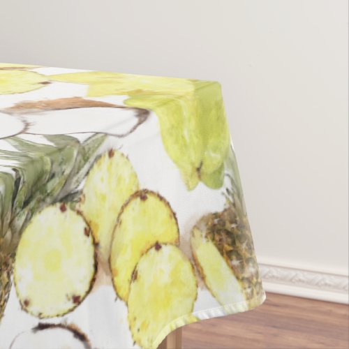 Fresh Watercolor Tropical Fruits Monogram Pattern Tablecloth