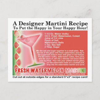 Fresh Watermelon Martini Recipe Postcard