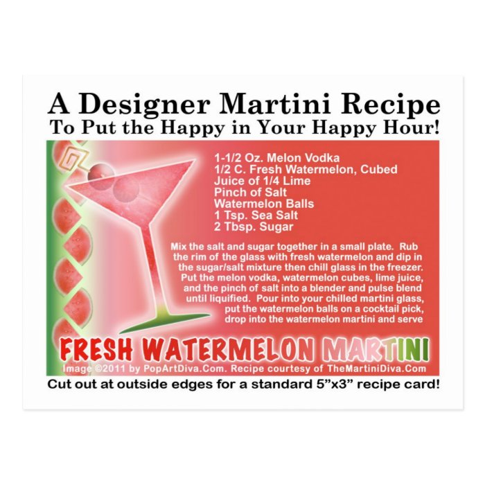Fresh Watermelon Martini Recipe Postcard