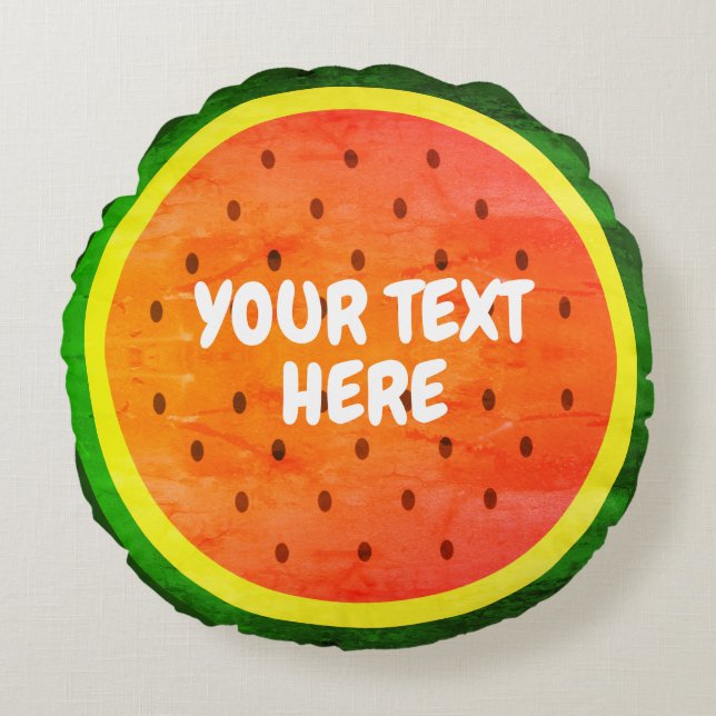 Fresh watermelon slice summer fruit personalized round pillow (Front)
