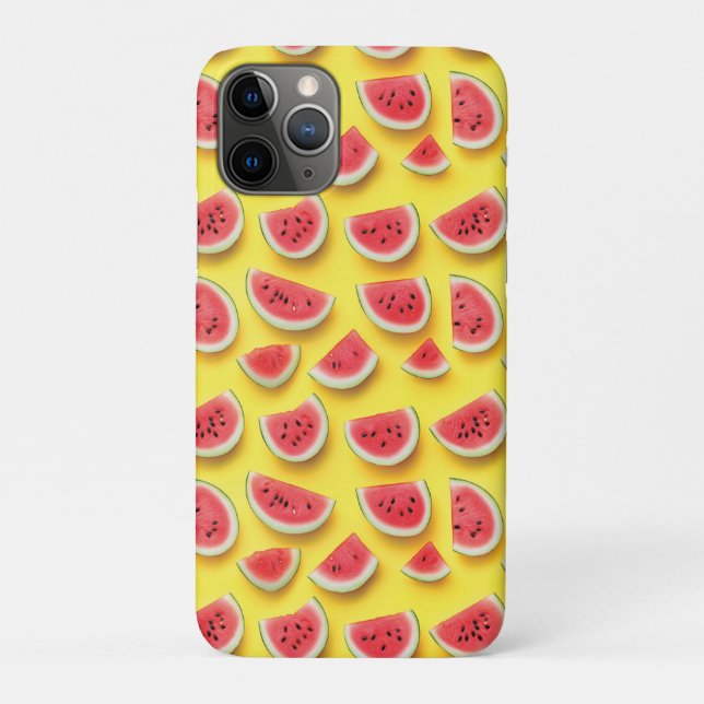 Fresh Watermelon Slices Pattern on Yellow  Case-Mate iPhone Case (Back)