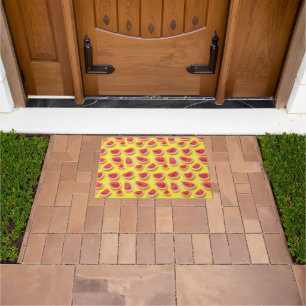 Fresh Watermelon Slices Pattern on Yellow Doormat