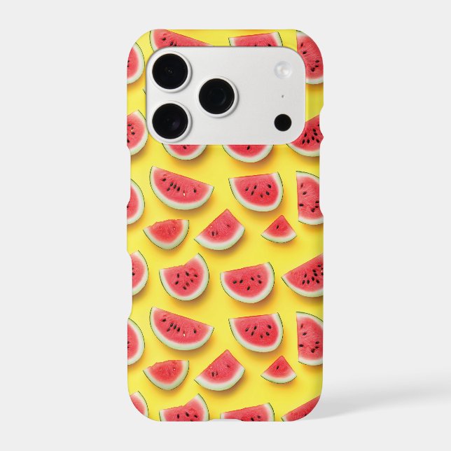 Fresh Watermelon Slices Pattern on Yellow  Iphone Case (Back)