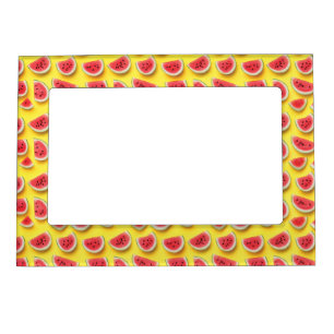 Fresh Watermelon Slices Pattern on Yellow Magnetic Frame
