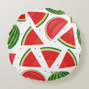 Fresh Watermelon Slices Pattern Round Pillow