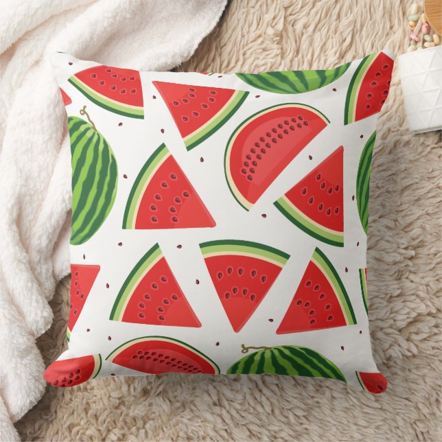 Fresh Watermelon Slices Pattern Throw Pillow (Blanket)