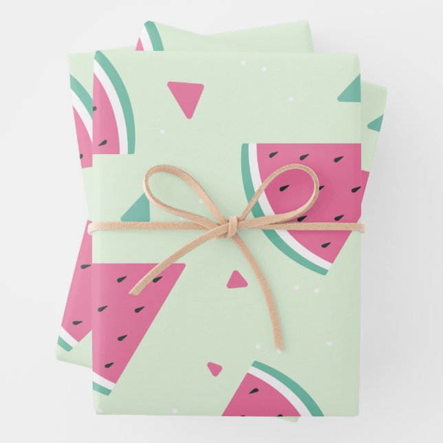Fresh Watermelon Slices Pattern Wrapping Paper Sheets (In situ)