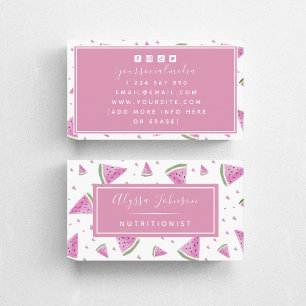 Fresh Watermelon Watercolor Fruit Nutritionist Business Card