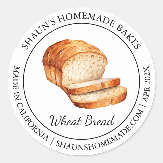 Fresh Wheat Bread Baking Modern label (Front)