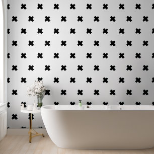 Fresh White-Black Cross Pattern Wallpaper Wallpaper