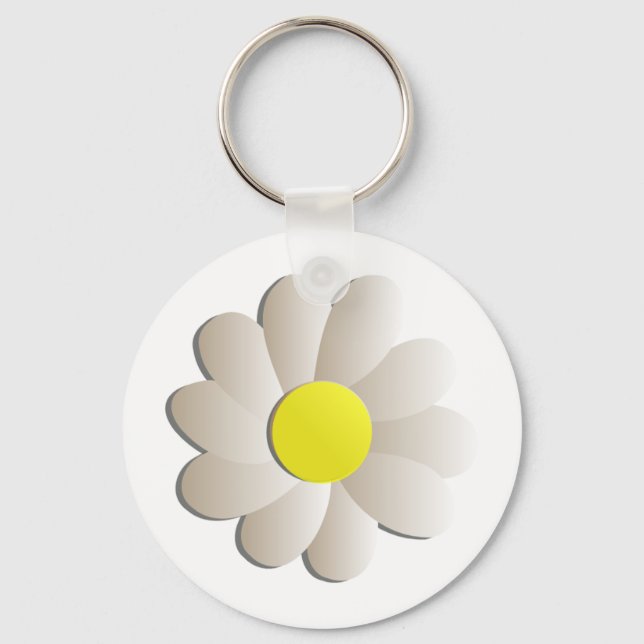 FRESH WHITE DAISY FLOWER, SPRING TIME FLOWER KEYCHAIN (Front)