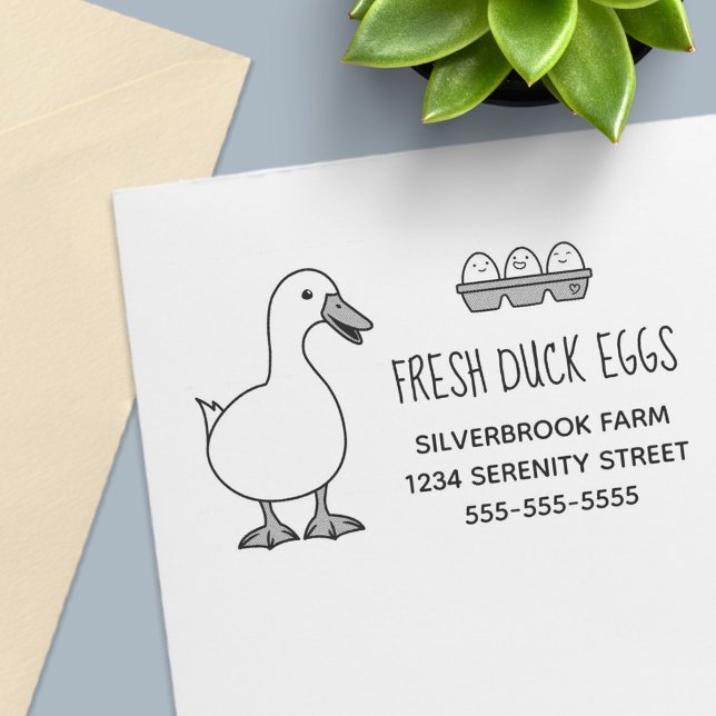 Fresh White Duck Eggs Farm Address Large Self-inking Stamp (Creator Uploaded)