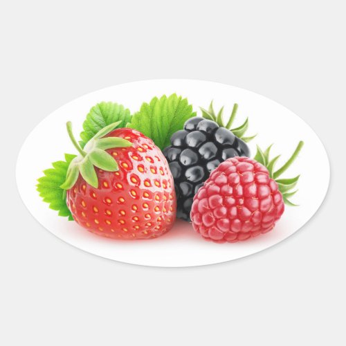 Fresh wild berries oval sticker