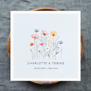 Fresh Wildflower   Light-Blue Wedding  Napkins