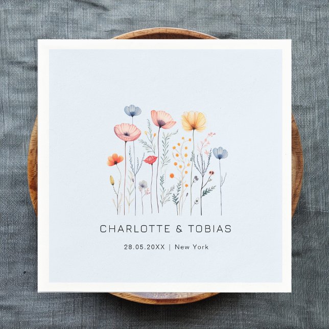 Fresh Wildflower | Light-Blue Wedding  Napkins (Creator Uploaded)