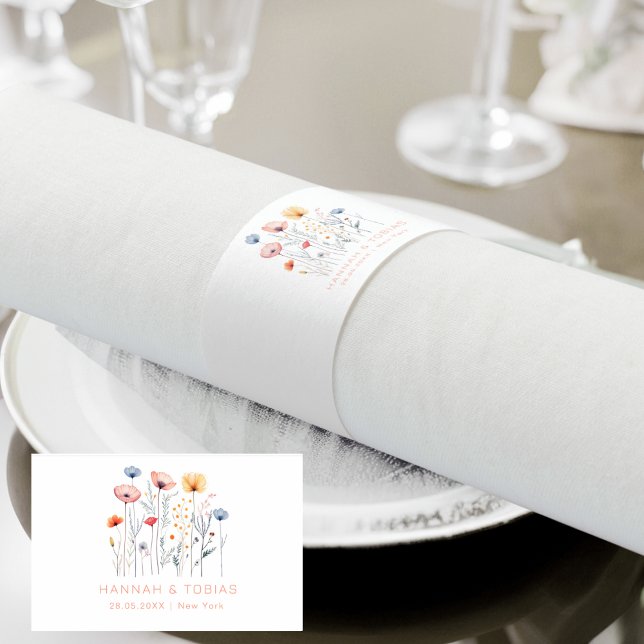 Fresh Wildflower | White Wedding  Napkin Bands (Fresh Wildflower | White Wedding Napkin Bands)