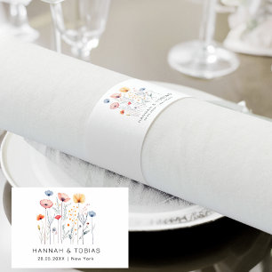 Fresh Wildflower   White Wedding  Napkin Bands