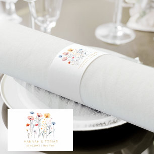 Fresh Wildflower White Wedding Napkin Bands