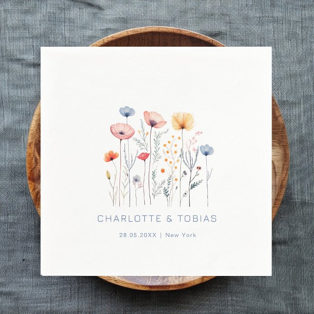 Fresh Wildflower | White Wedding  Napkins (Creator Uploaded)