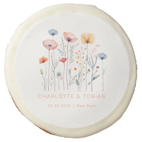 Fresh Wildflower  White Wedding  Sugar Cookie