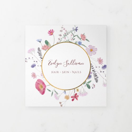 Fresh Wildflowers Gold Circle Trifold Brochure