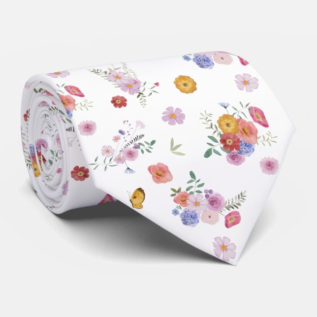Fresh wildflowers neck tie (Rolled)