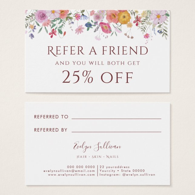 Fresh wildflowers referral card (Front & Back)